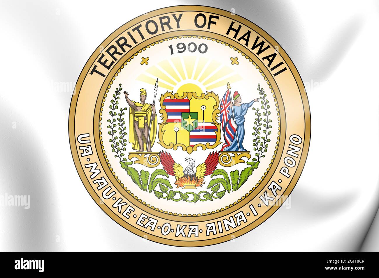 3D Seal of Territory of Hawaii (1900-1959). Illustrazione 3D. Foto Stock