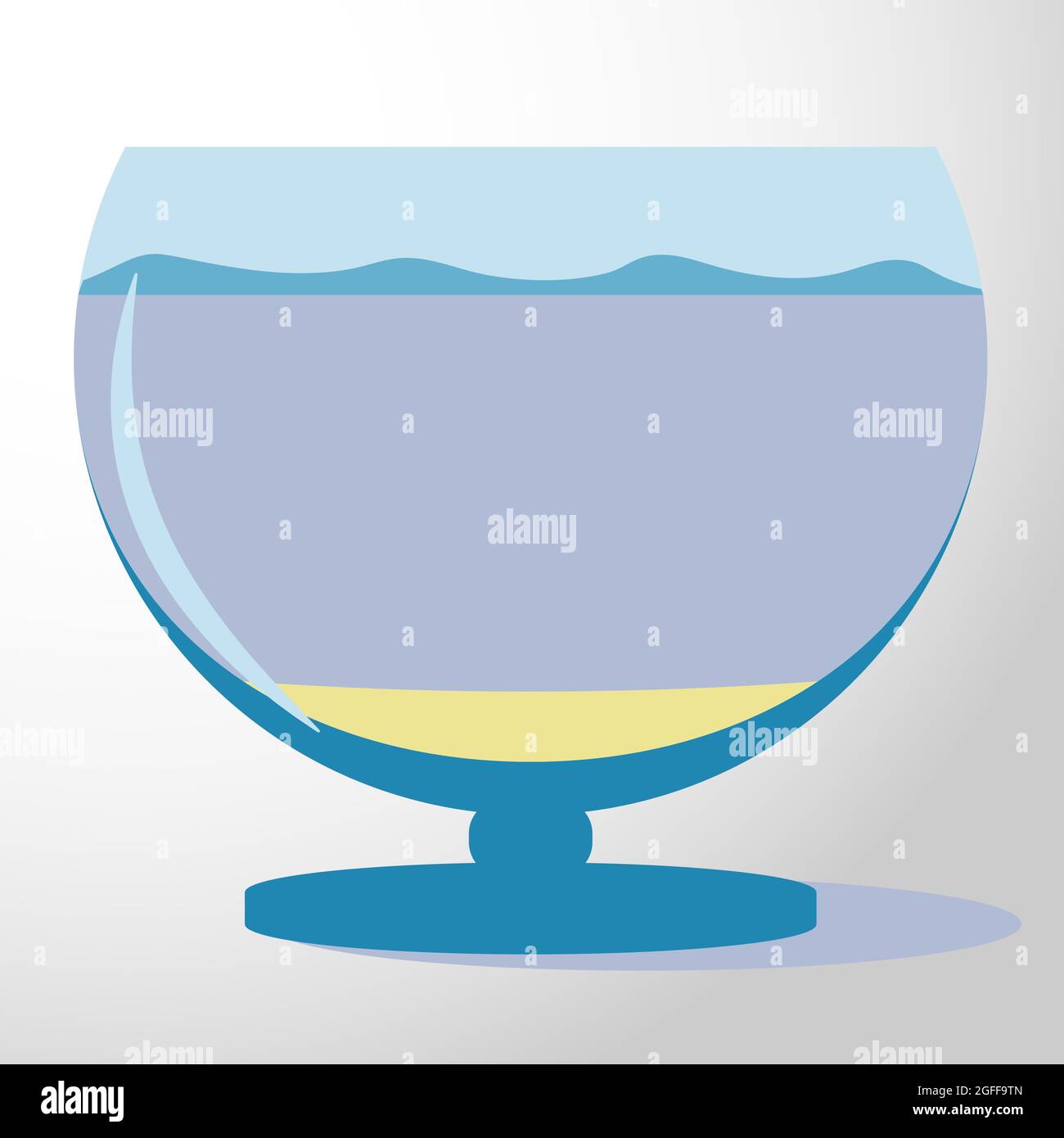 Illustrazione della silhouette dell'acquario vettoriale. Colorato divertente cartone animato piatto acquario vettore icona isolato sullo sfondo. Illustrazione Vettoriale