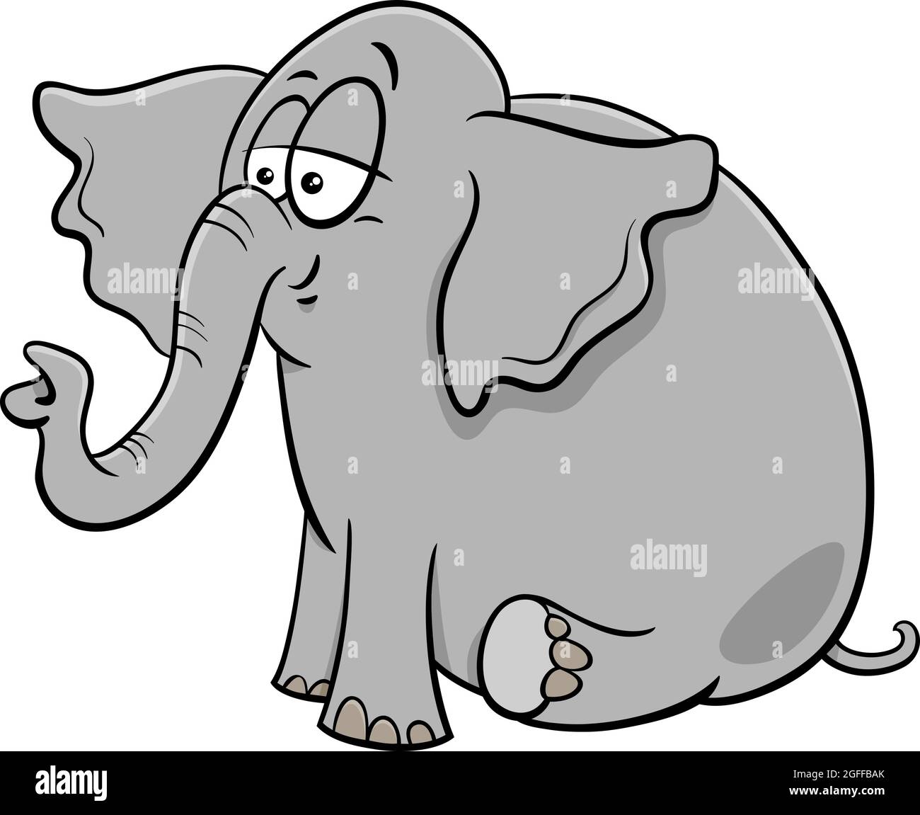 Illustrazione di cartoni animati di simpatico personaggio animale fumetto elefante Illustrazione Vettoriale
