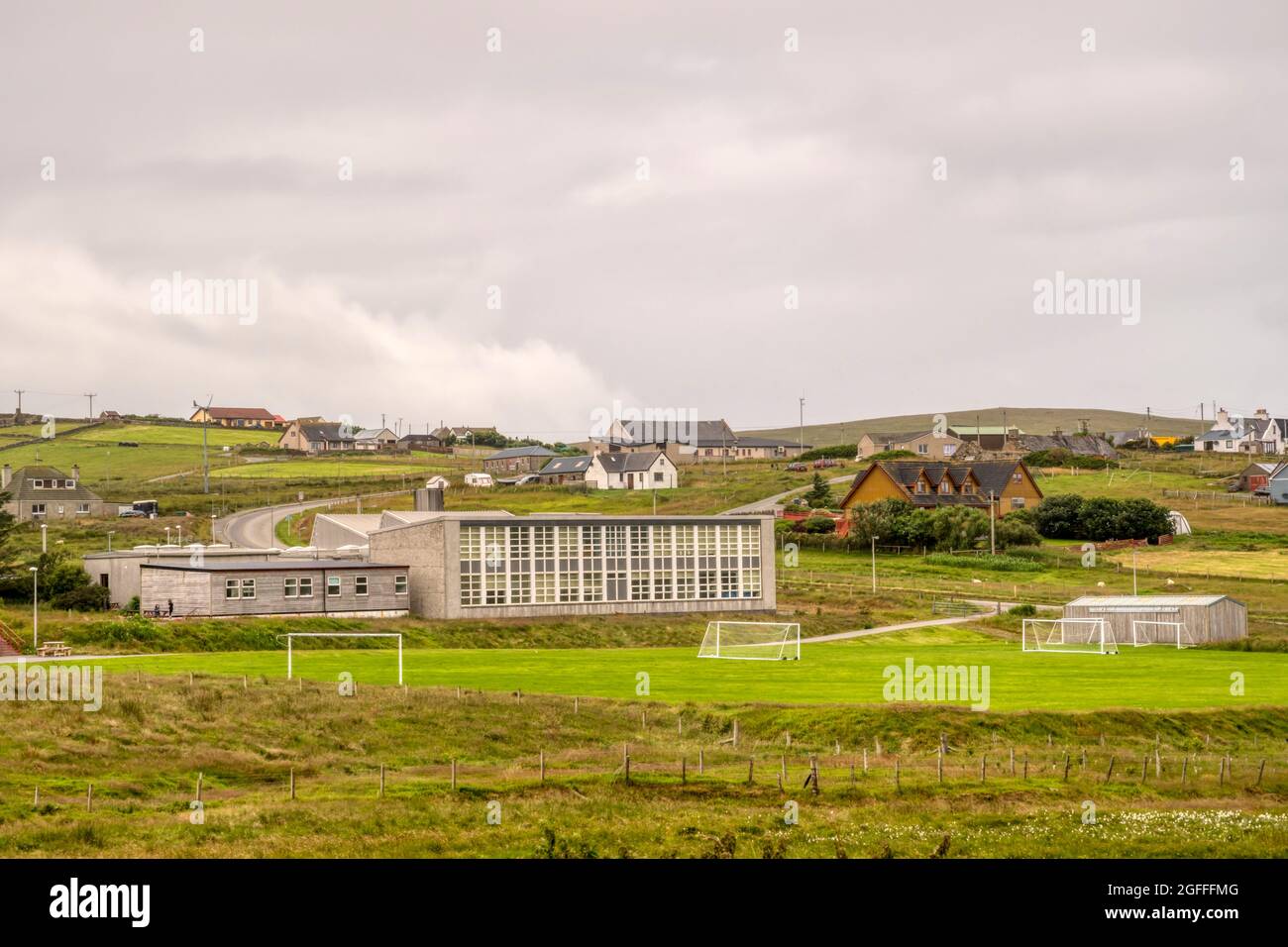 Scuola superiore Junior di Mid Yell sull'isola di Yell, Isole Shetland. Foto Stock