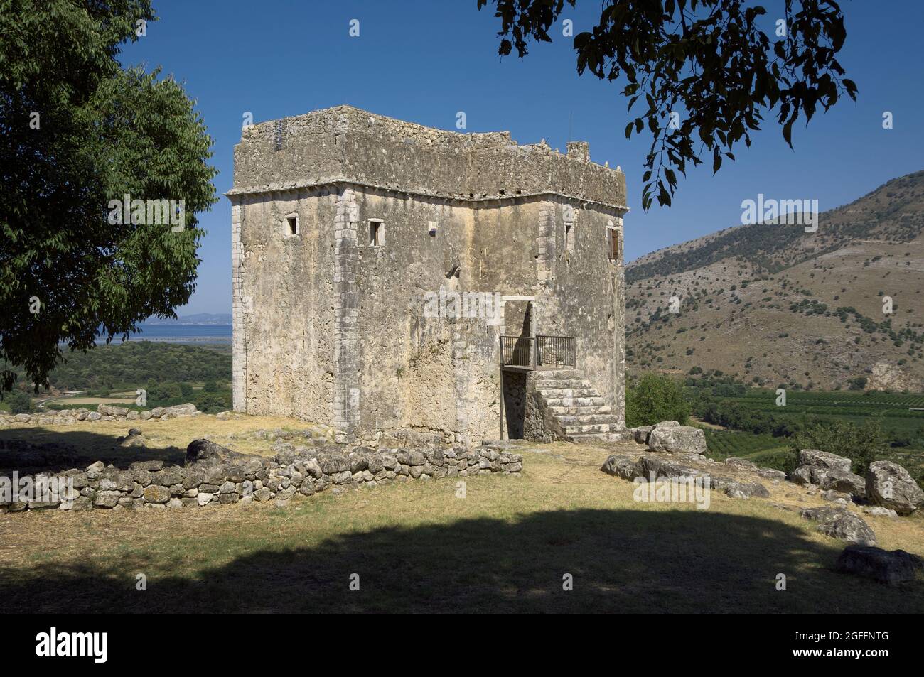 archeologia e storia della Grecia la torre di Ragio nel sito archeologico della penisola di Ligia, Igoumenitsa Foto Stock