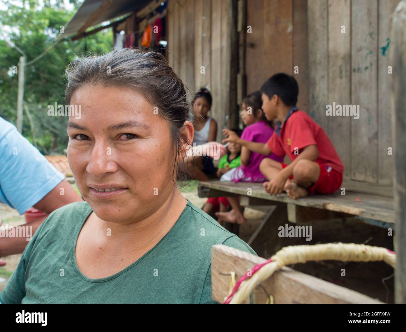 Santa Rita, Perù - Sep 2017: Ritratto di una donna abitante locale della foresta amazzonica - nella Valle Javari. Amazzonia. America Latina (Valle Foto Stock