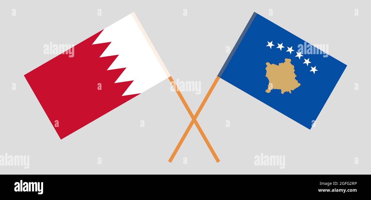 Bandiere incrociate del Kosovo e del Bahrein Illustrazione Vettoriale