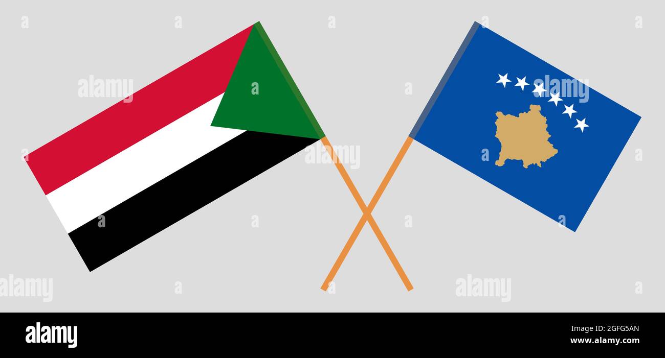 Bandiere incrociate del Kosovo e del Sudan Illustrazione Vettoriale