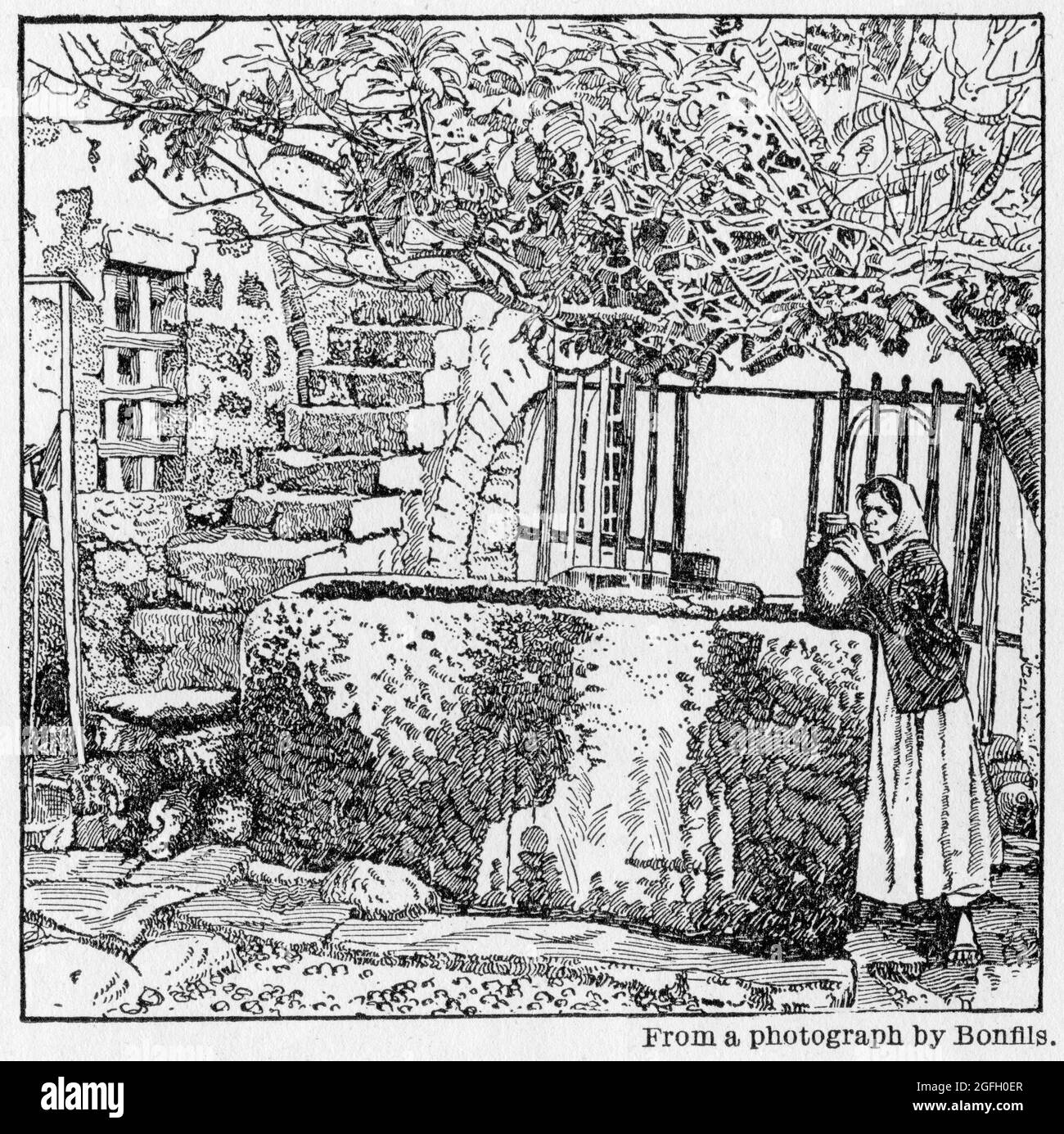 Incisione della Casa di Simone il Tanner a Joppa, dove a Pietro fu detto di andare a predicare alle genti, pubblicato nel 1916 Foto Stock