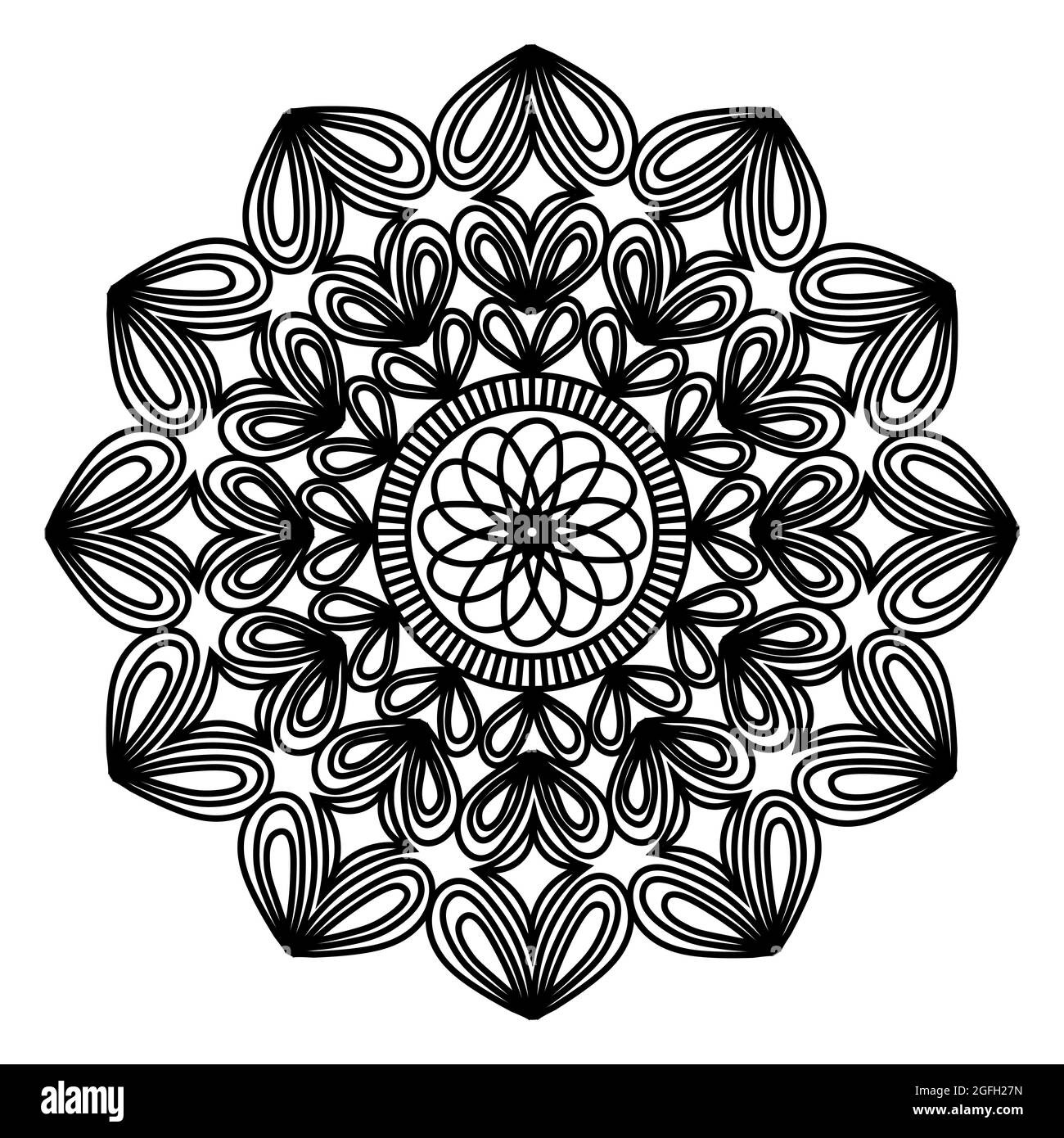 design arabo mandala di silhouette motivo floreale decorativo per adulti musulmani Illustrazione Vettoriale