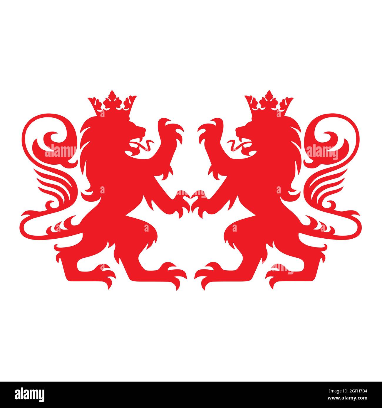 Royal Lion araldica logo araldico Mascot Vector Illustrazione Vettoriale