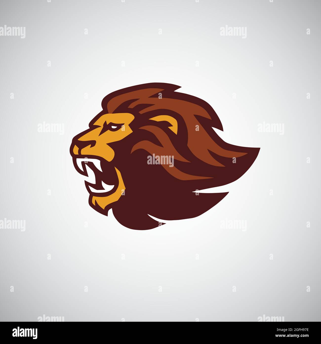 Wild Lion Roaring Head icona disegno vettoriale, modello di illusrazione Illustrazione Vettoriale