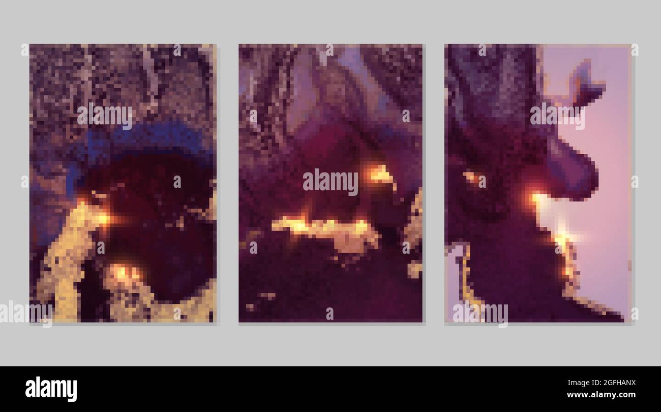 Set di sfondi astratti viola scuro e oro con texture in marmo e brillare glitter Illustrazione Vettoriale