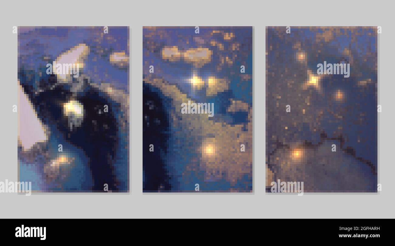 Set di sfondi astratti blu scuro e oro con texture in marmo e brillare glitter Illustrazione Vettoriale