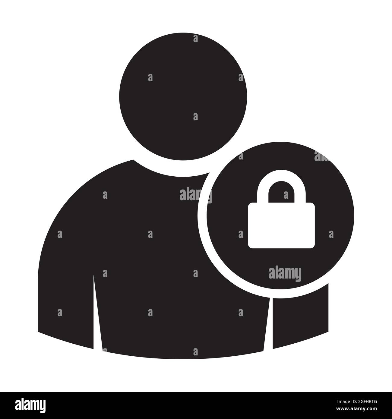 Login utente autentica icona protezione personale, password personale protezione della privacy internet, chiave di sicurezza per il design grafico, logo, sito web, Foto Stock