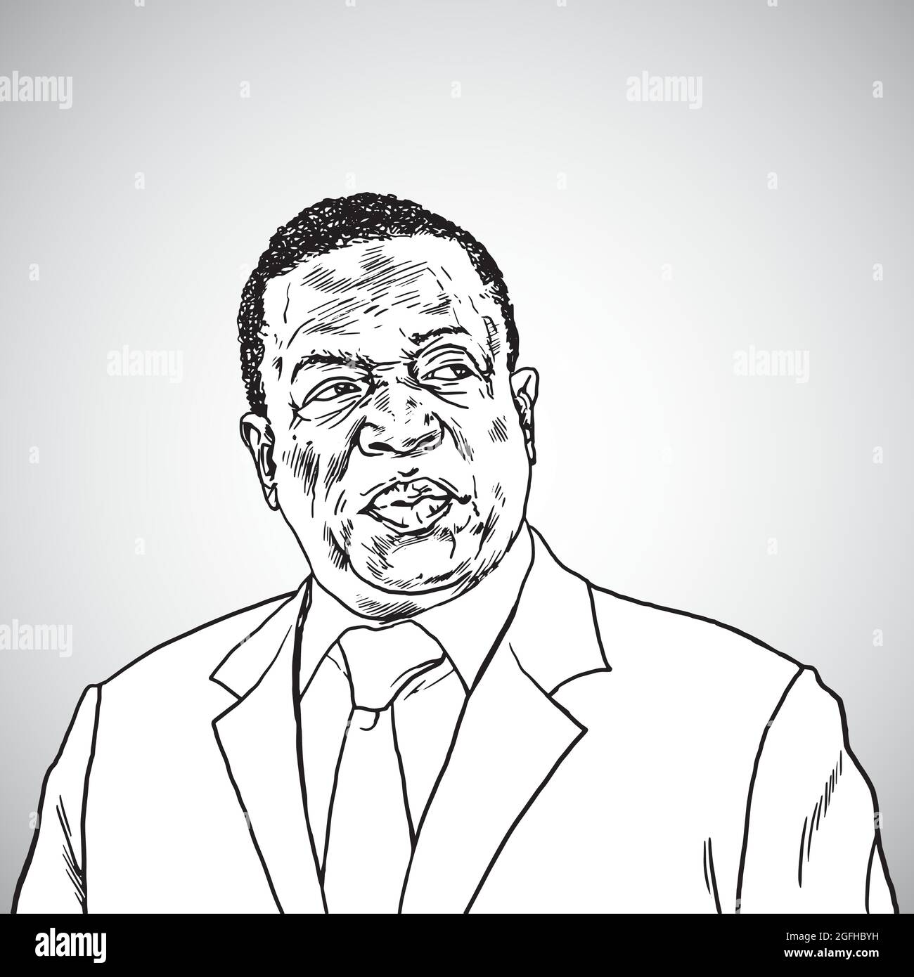 Emmerson Mnangagwa Presidente dello Zimbabwe. Illustrazione del disegno della caricatura verticale vettoriale. Novembre 27, 2017 Illustrazione Vettoriale