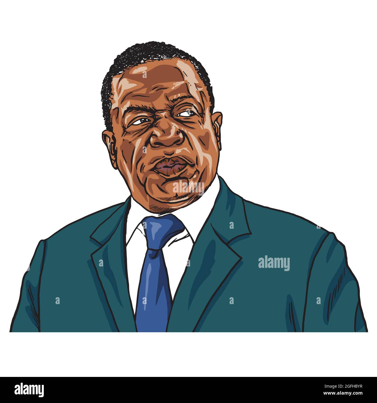 Emmerson Mnangagwa Presidente dello Zimbabwe. Illustrazione vettoriale della caricatura verticale. Harare, 29 novembre 2017 Illustrazione Vettoriale