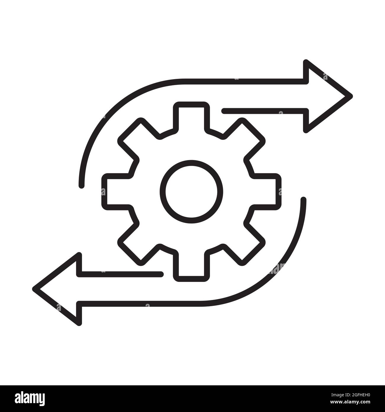ruota dentata vettoriale a icone di processo facile da utilizzare e freccia per design grafico, logo, sito web, social media, app mobile, Illustrazione dell'interfaccia utente Foto Stock