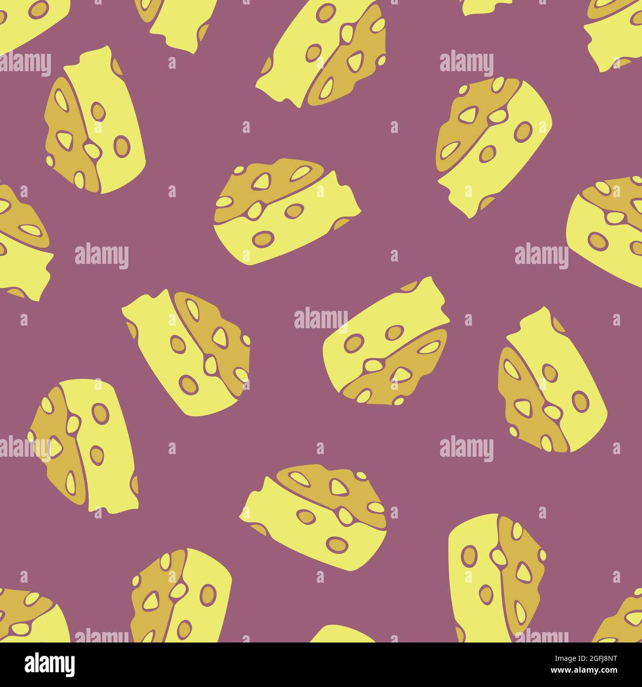 Modello senza giunture vettoriale con formaggio con fori. Design con pezzi di formaggio. Illustrazione Vettoriale
