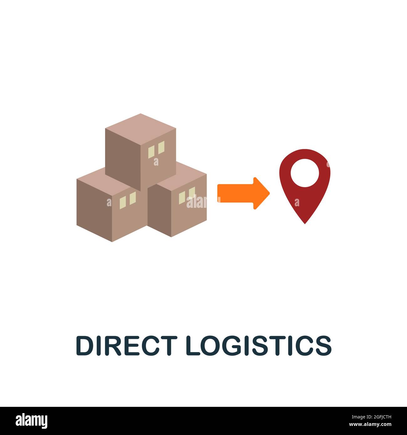 Icona piatta Direct Logistics. Semplice cartello dalla raccolta logistica. Illustrazione icona Creative Direct Logistics per il web design, infografica e altro ancora Illustrazione Vettoriale