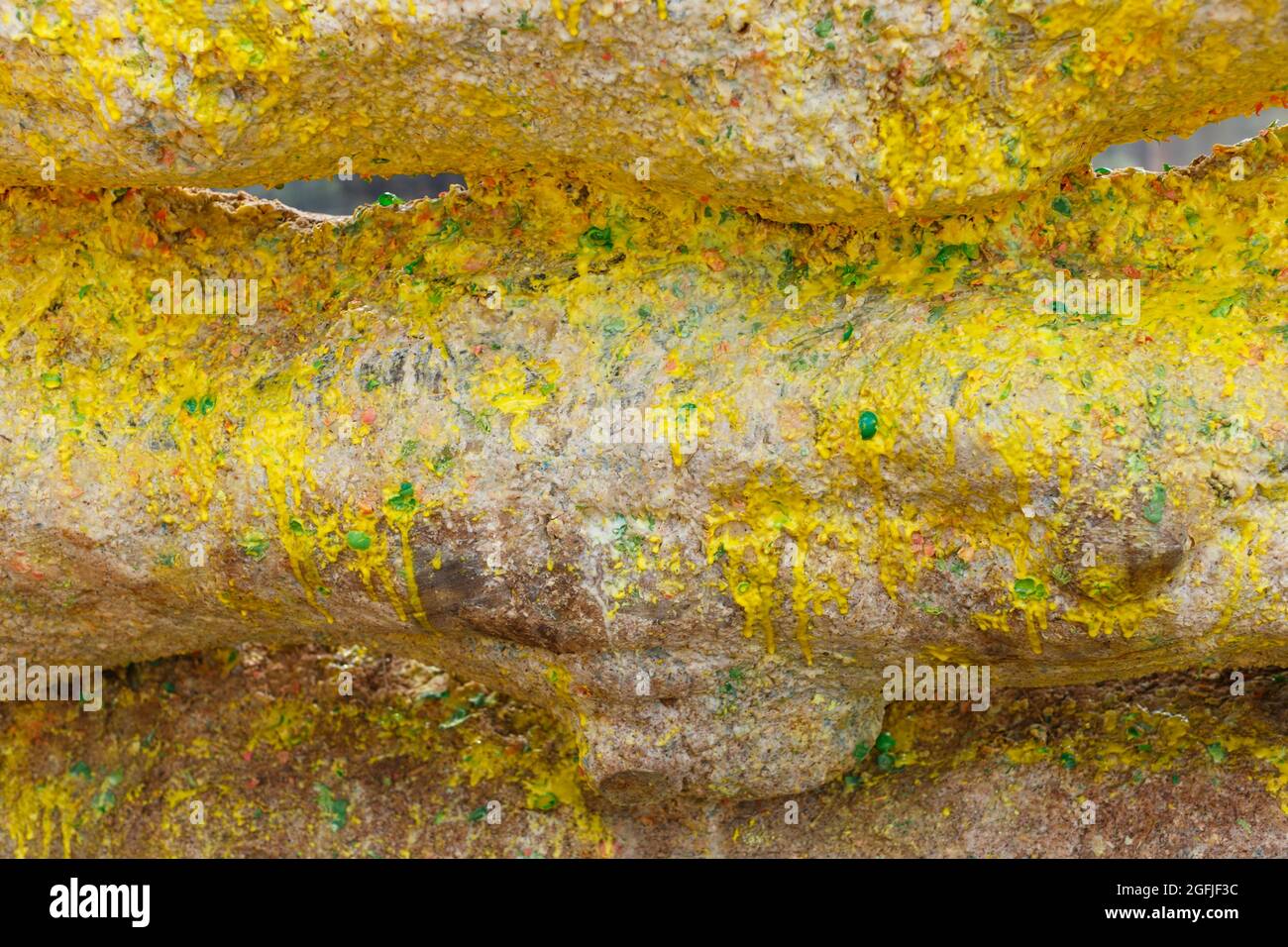 Barriere di legno con spruzzi di vernice Foto Stock