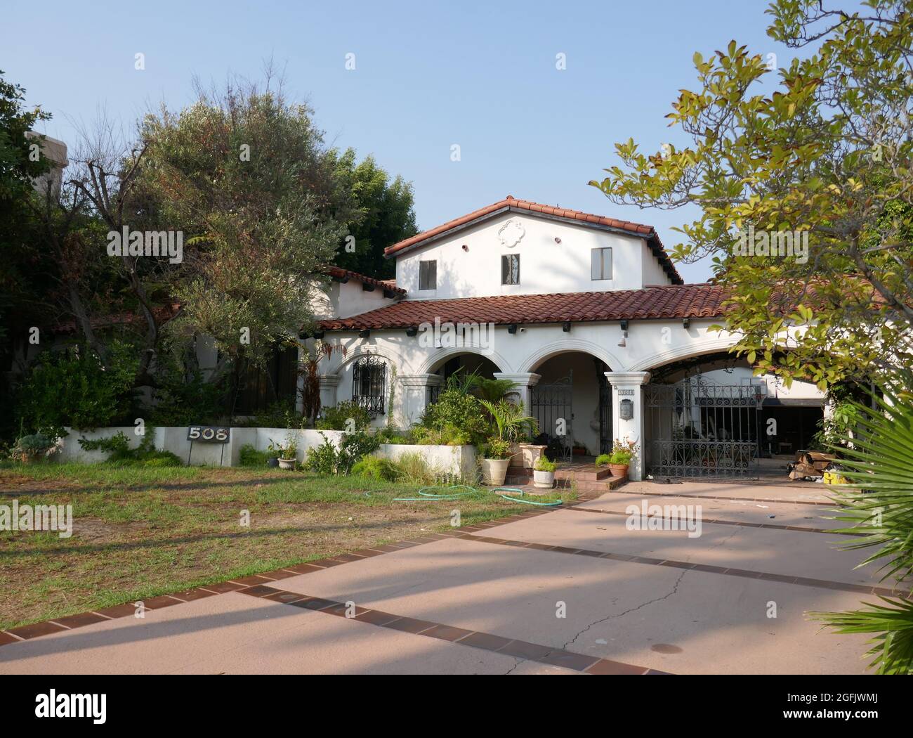 Beverly Hills, California, USA 24 agosto 2021 una visione generale dell'atmosfera dell'ex casa/casa del direttore James Seymour al 508 N. Foothill Road il 24 agosto 2021 a Beverly Hills, California, USA. Foto di Barry King/Alamy Stock Foto Foto Stock