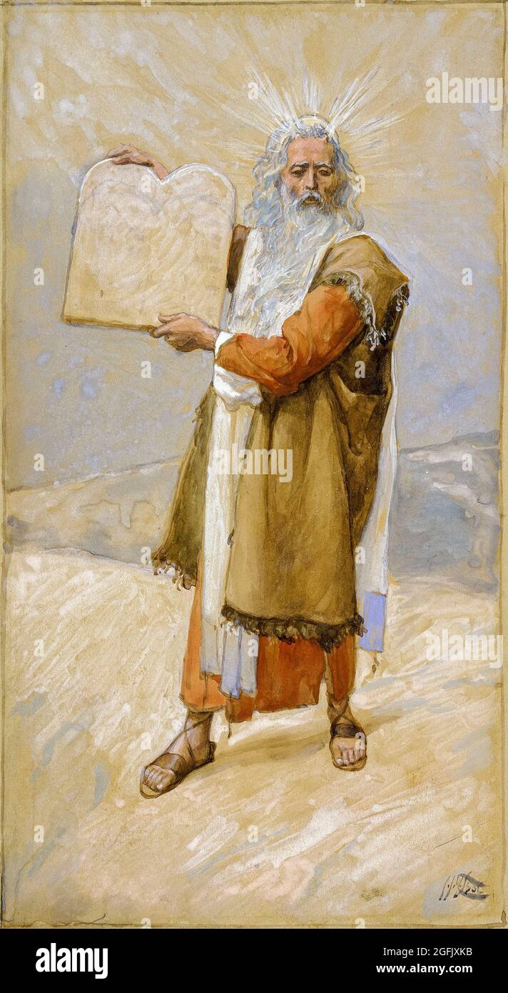 Mosè e i dieci Comandamenti, dipinto di Jacques Joseph Tissot, (James Tissot), 1896-1902 Foto Stock
