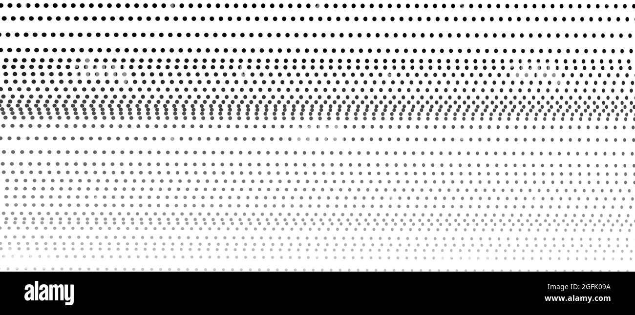 Strisce diritte punteggiate. Vettoriale nero, punti grigi, sfumatura, sfondo bianco. Modello tecnologico. Design astratto della linea grafica monocromatica. EPS10 Illustrazione Vettoriale