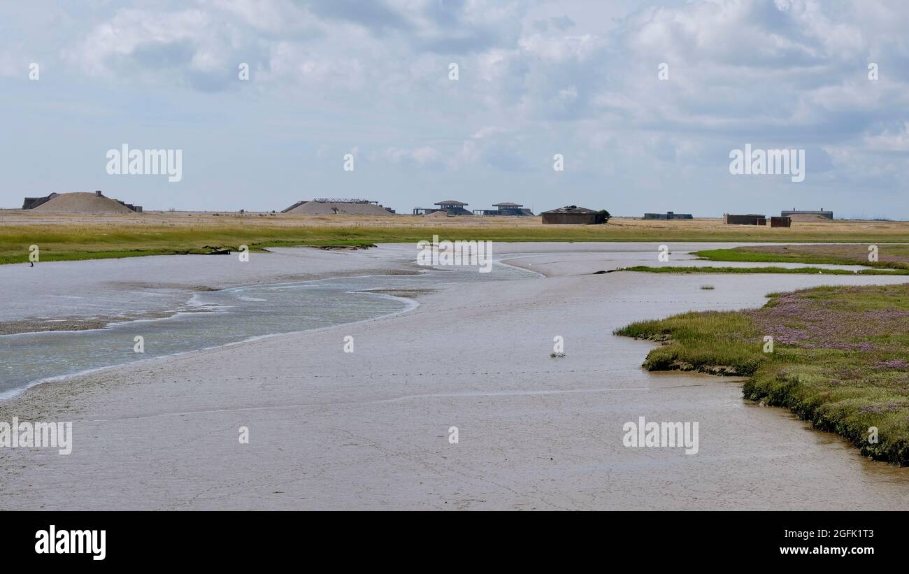 Orford Ness a Suffolk, ex Ministero della Difesa stabilimento di prova risalente agli anni '15, recentemente acquisita dal National Trust Foto Stock