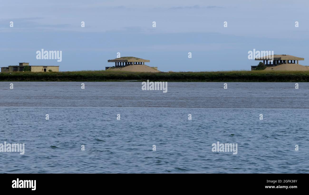 Orford Ness a Suffolk, ex Ministero della Difesa stabilimento di prova risalente agli anni '15, recentemente acquisita dal National Trust Foto Stock