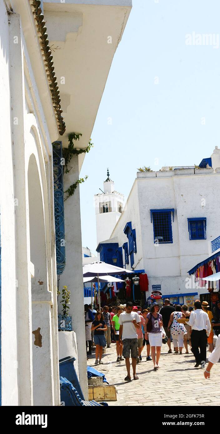 Vista di Sidi Bou detto in Tunisia, Nord Africa, Africa Foto Stock