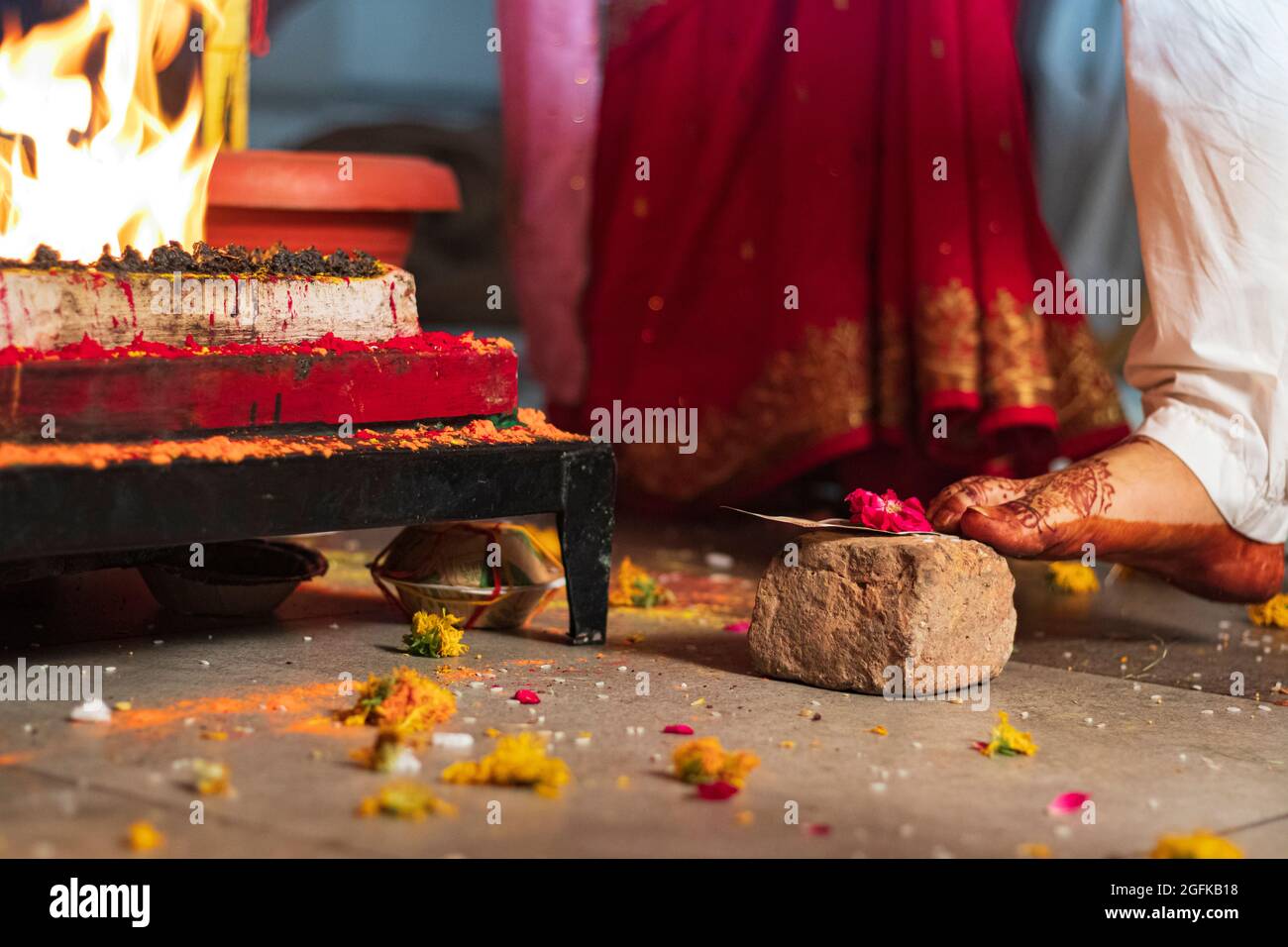 Rituali di nozze indiani. Cerimonia di nozze. Foto Stock