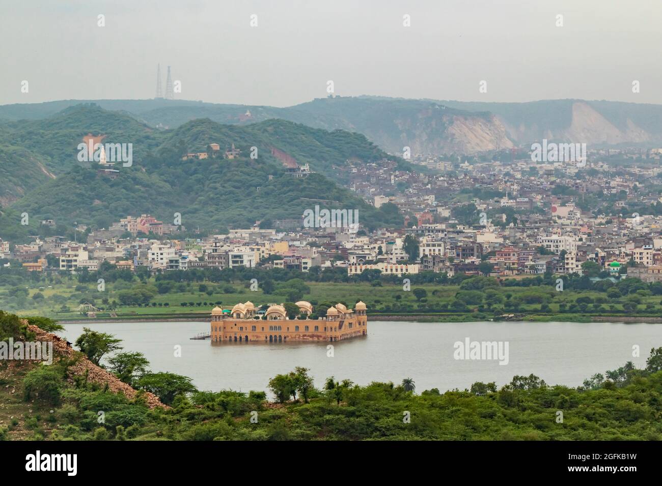JAL mahal jaipur, rajasthan, india. Vista dal forte jaigarh. Foto Stock