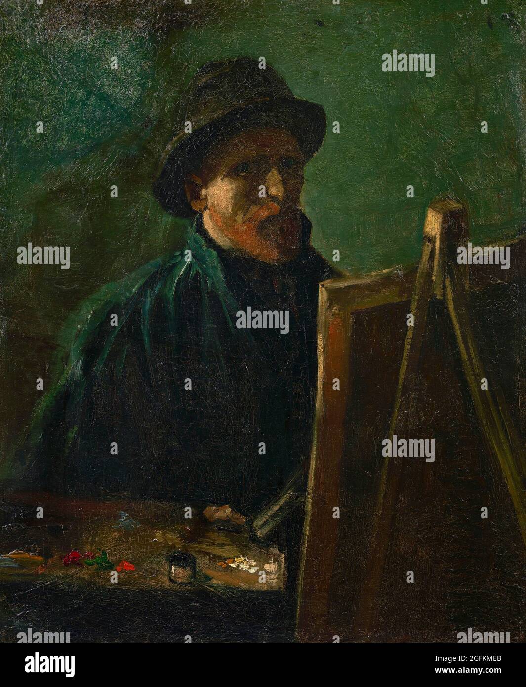 Vincent van Gogh – Autoritratto con cappello in feltro scuro al famoso  dipinto di Easel (1886 Foto stock - Alamy