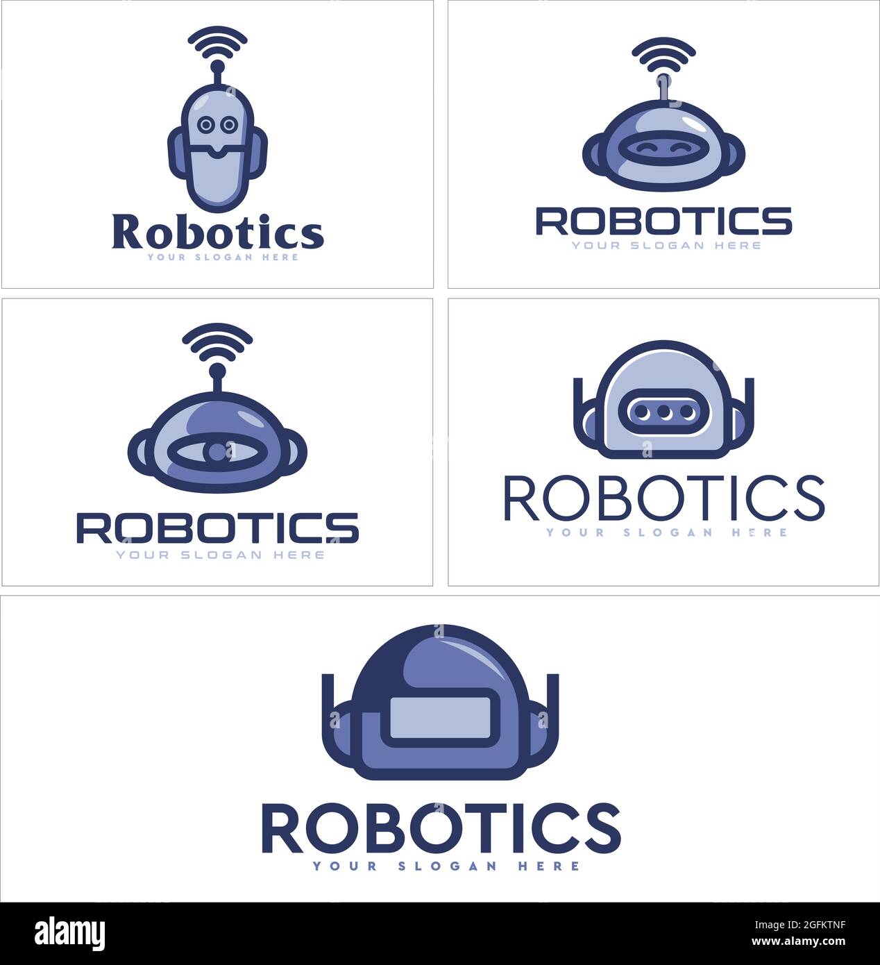 Imposta icona robot design flat style vettoriale logo Illustrazione Vettoriale