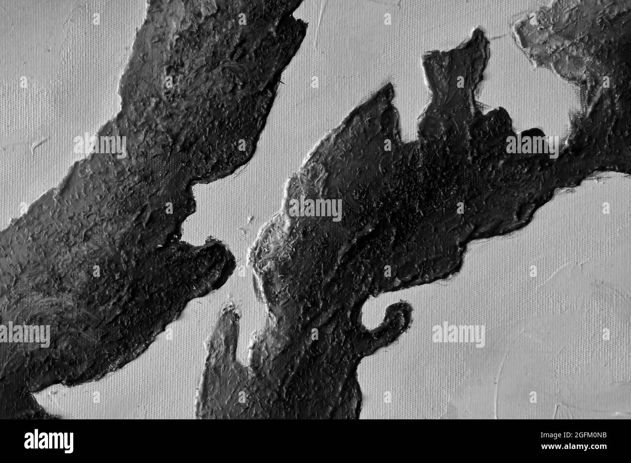 Pittura su tela con sfondi astratti in bianco e nero Foto Stock