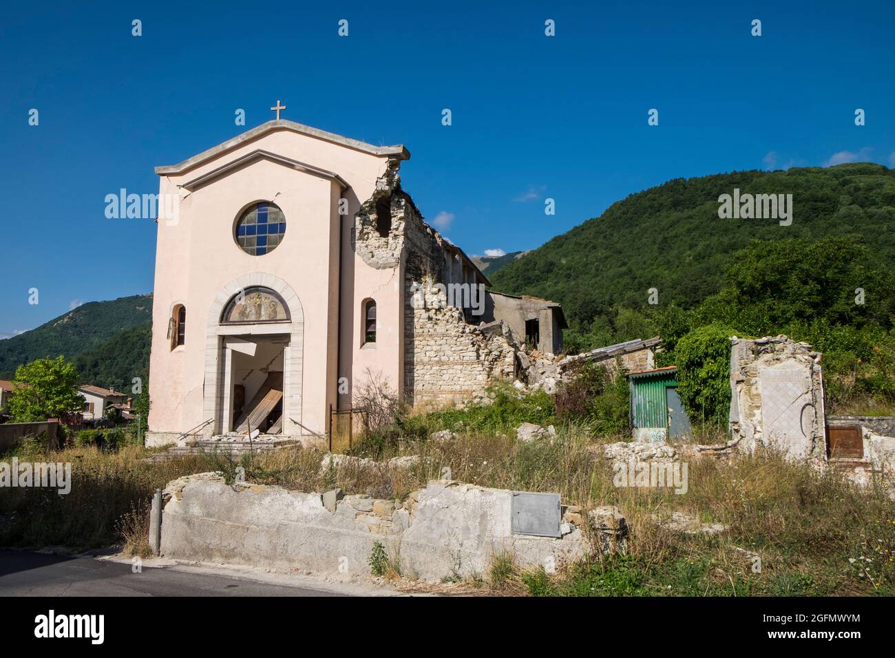 Italia, Piedilama-Arquata del Tronto dopo il terremoto Foto Stock