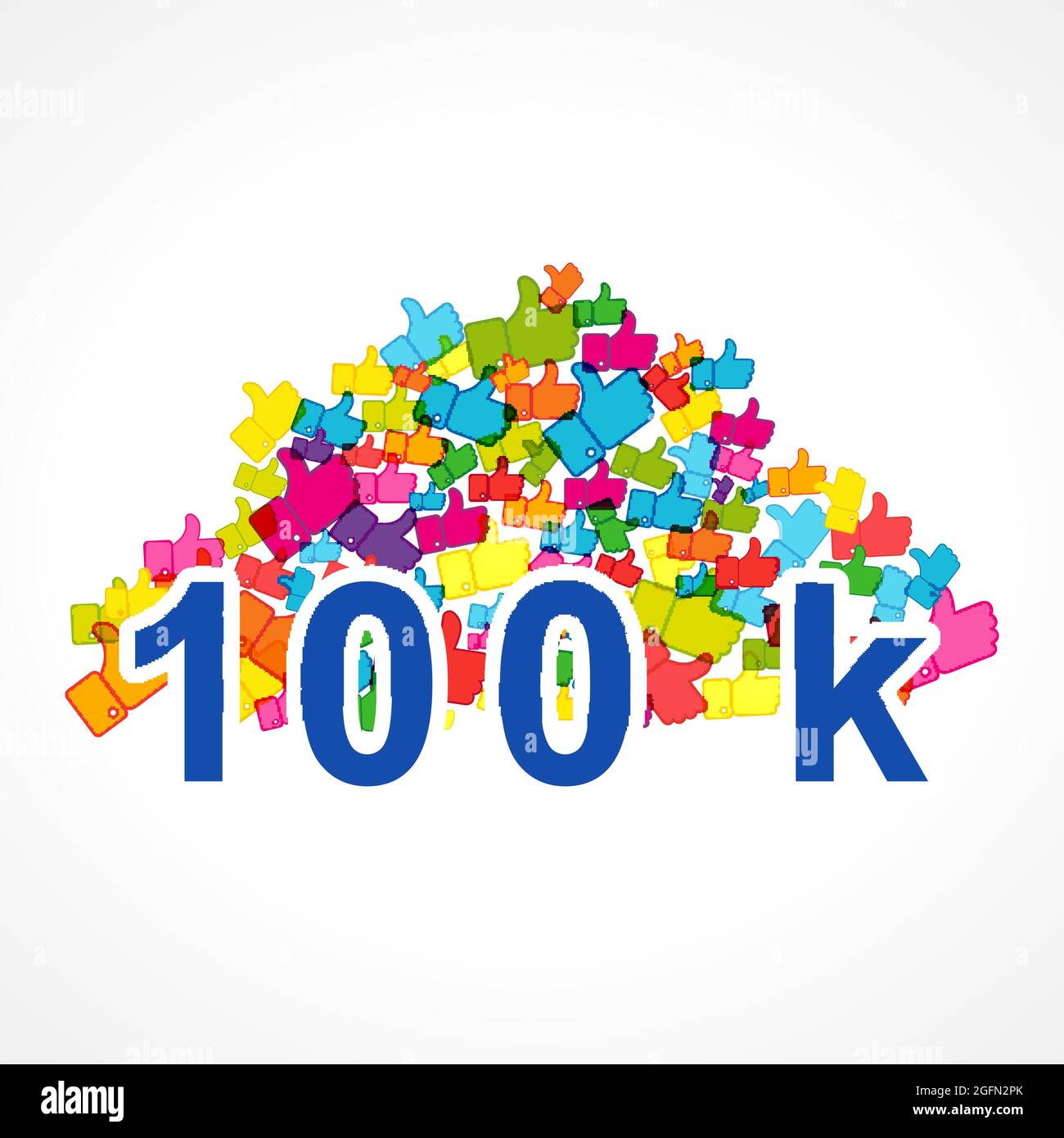 Grazie 100 000 Internet follower biglietto di auguri. Modello grafico astratto isolato. Il concetto dei social media è stato concepito per il 100.000. Poster Web. Illustrazione Vettoriale