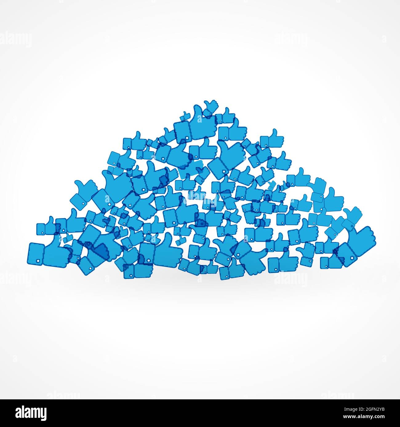 Un mucchio di mi piace. Grazie Internet follower biglietto di auguri. Modello grafico astratto isolato. Il concetto dei social media creativi. Post sul Web Illustrazione Vettoriale