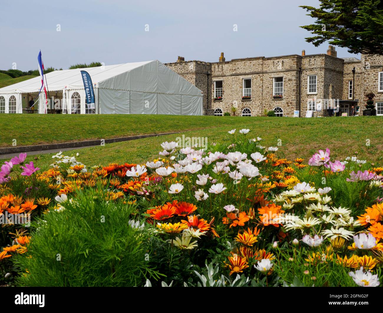 The Castle bude la mattina dell'annuale Bude-Stratton Heritage Festival, Bude, Cornwall, UK 25/07/2021 Foto Stock