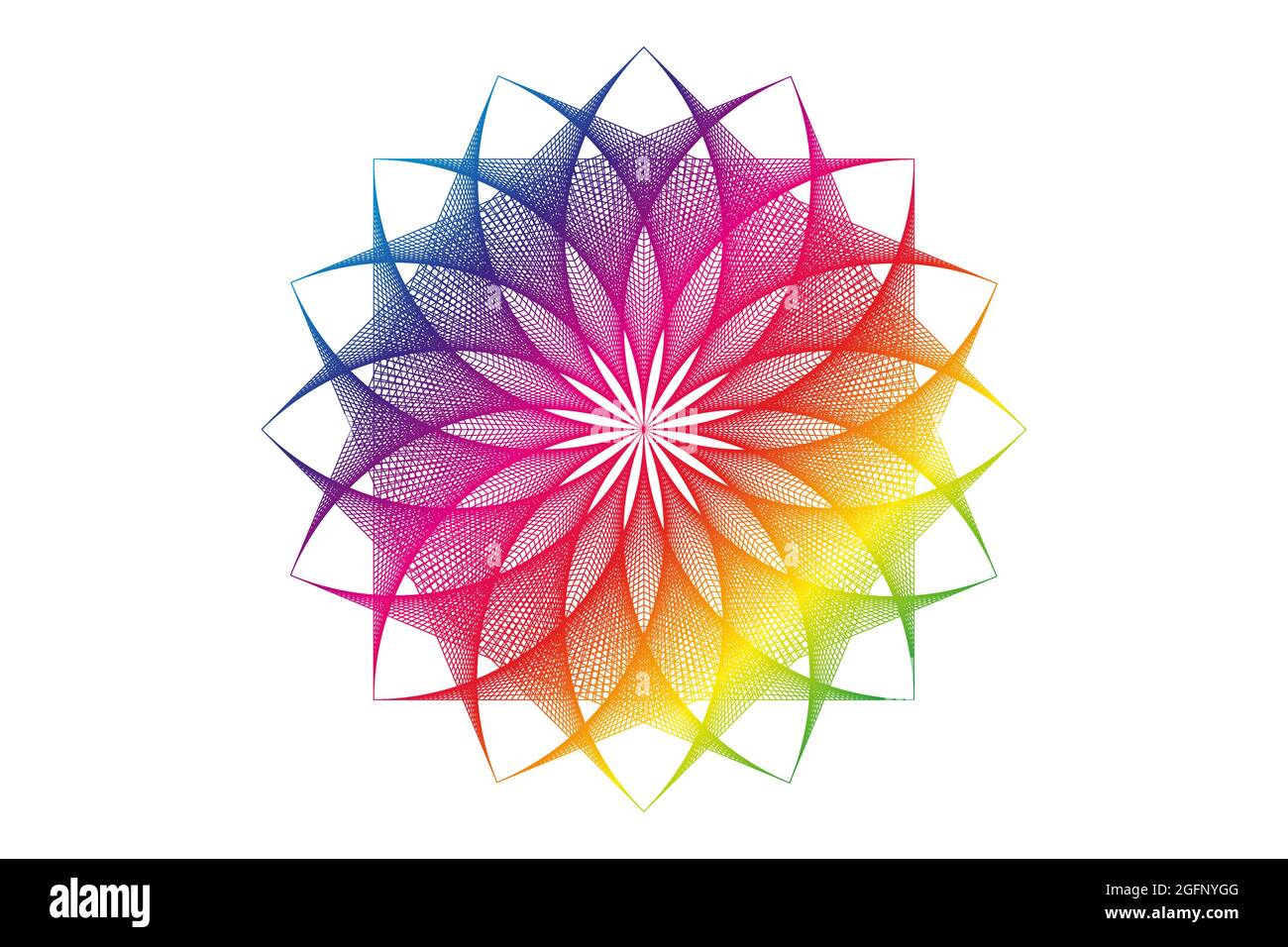 fiore di loto spettro mandala, seme di vita, geometria Sacra. Logo icona filo geometrico arte segno di alchimia esoterico fiore. Stringa colorata vettoriale l Illustrazione Vettoriale