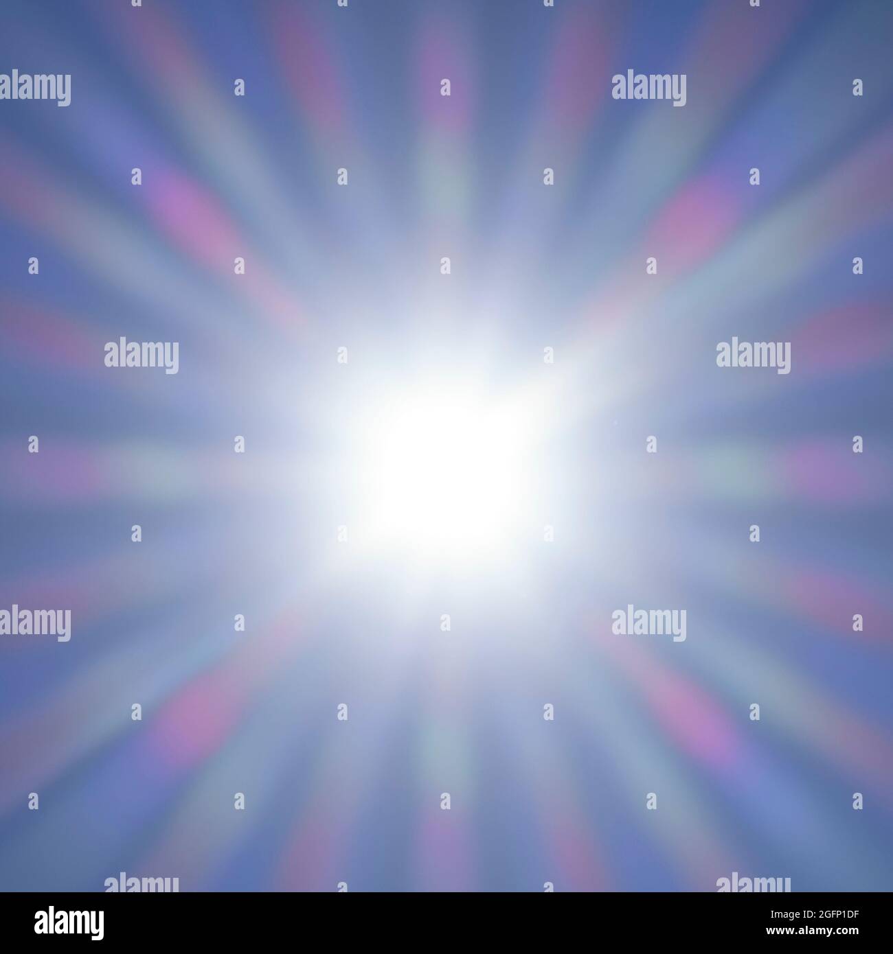 Luce solare, rifrazione dei raggi, sfondo sfocato, per design e pubblicità. Monolocale. Foto Stock
