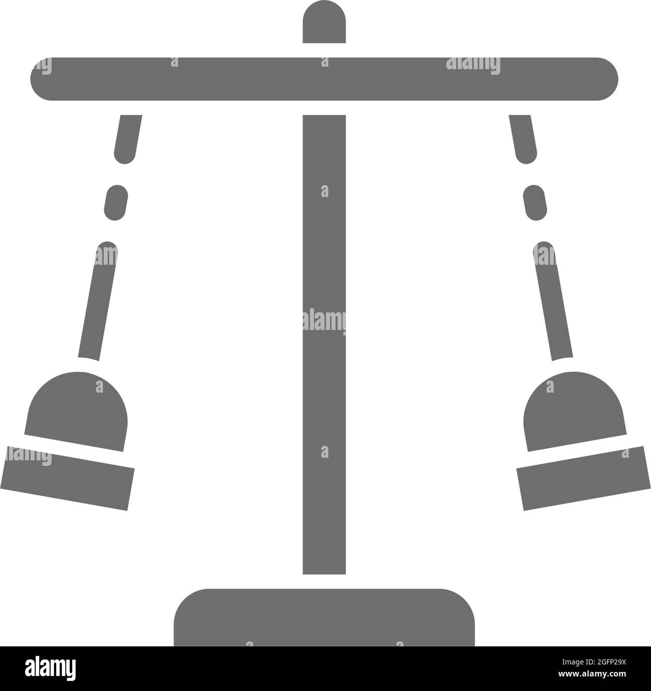 Doppio swing set, carosello per giochi icona grigia. Illustrazione Vettoriale