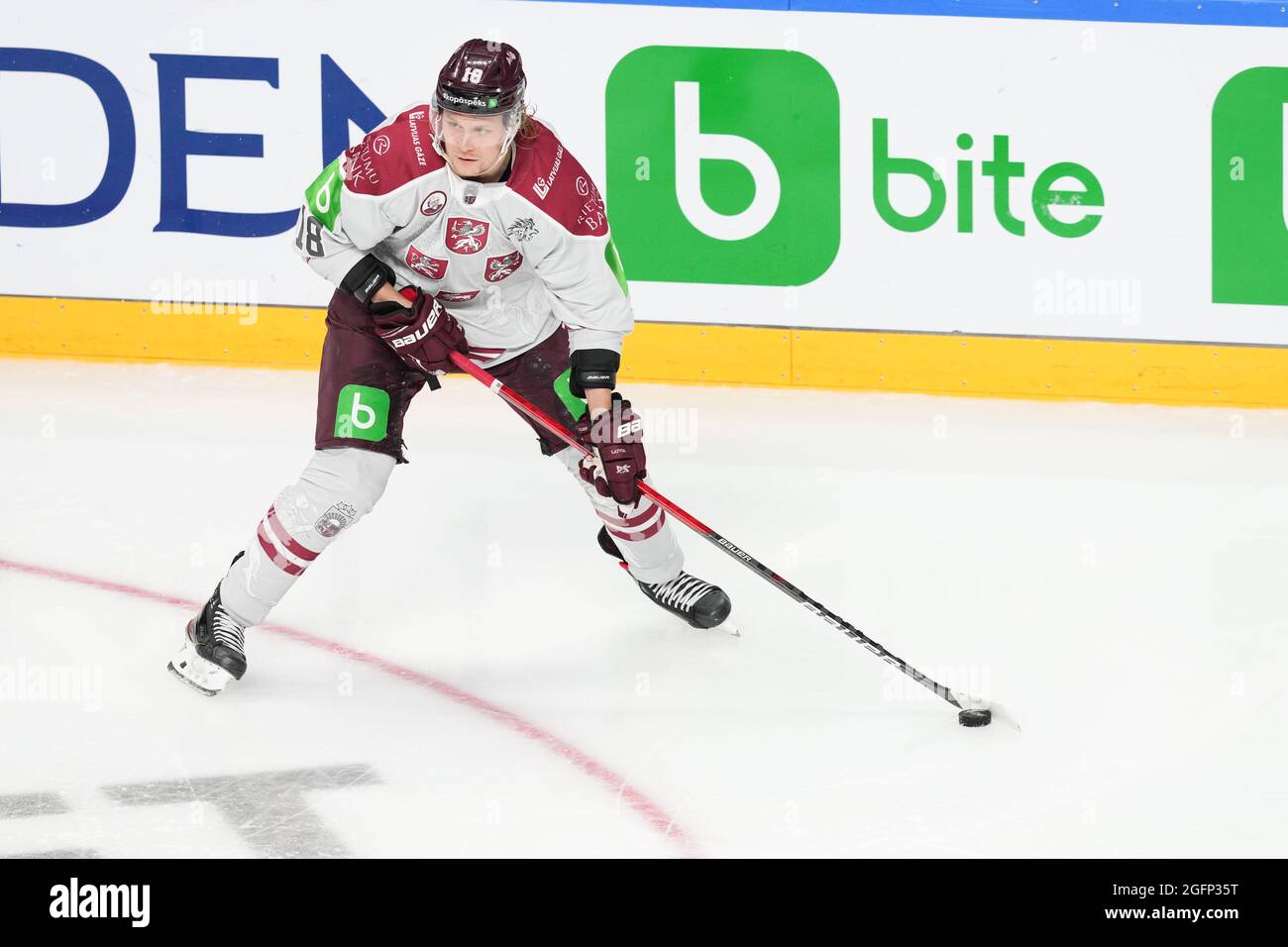 Riga, Arena riga, qualifica olimpica, Italia. 26 agosto 2021. Lettonia, #18 Rodrigo Abols (Lettonia) alla ricerca di un tiro (Svizzera/Croazia OUT) credito: SPP Sport Press Foto. /Alamy Live News Foto Stock