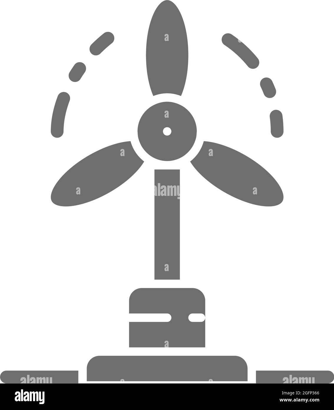 Turbine eoliche, centrali eoliche, icona grigia per le energie rinnovabili. Illustrazione Vettoriale