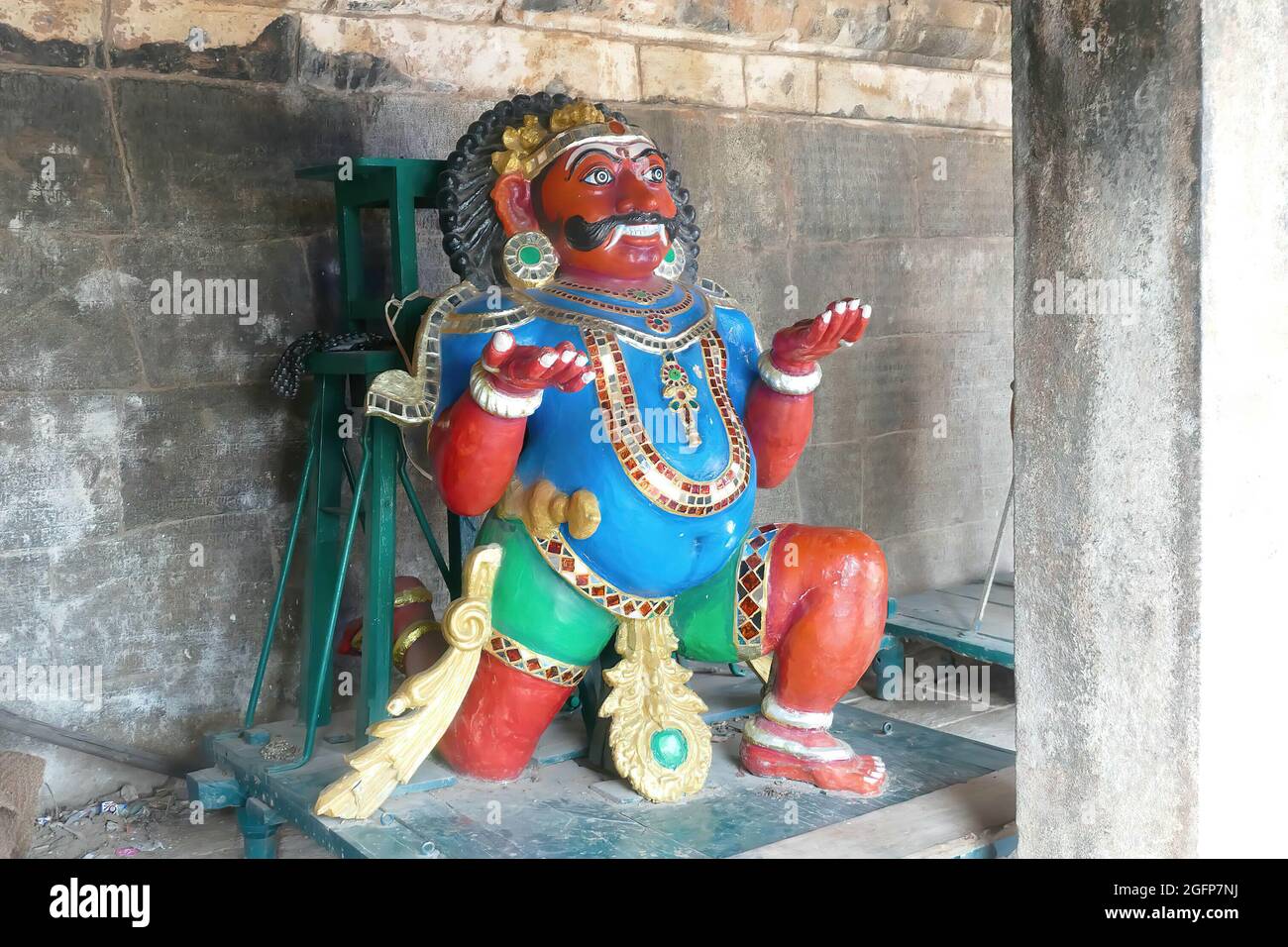 Statua di Bhairava al Tempio di Brihadeeswara, Thanjavur, India Foto Stock