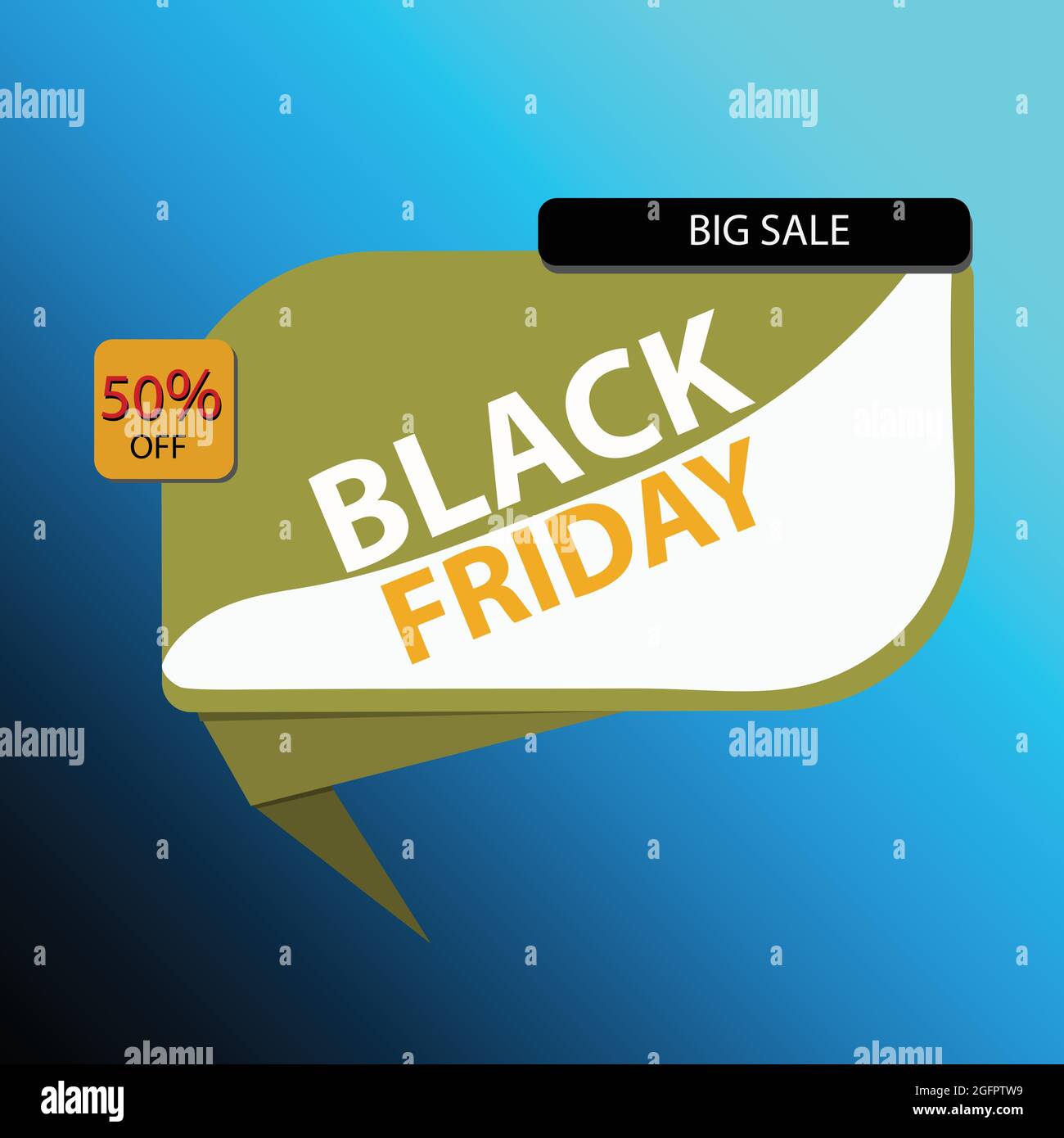 Banner di vendita Black Friday. Sfondo blu di lusso. 50 % di offerta, vendita e sconto etichetta. copia-spazio Illustrazione Vettoriale