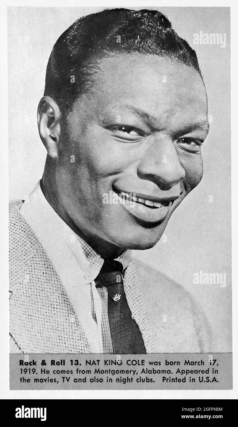 Ritratto in bianco e nero del musicista Nat King Cole intorno ai primi anni '60. Foto Stock