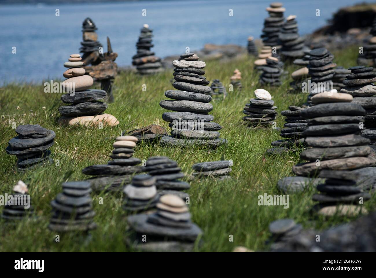 Pietre impilabili su Luing, Scozia Foto Stock