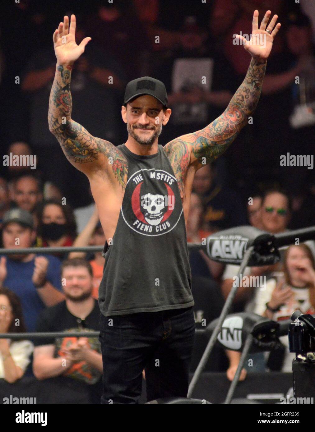 25 agosto 2021 - CM Punk di recente firma è visto durante le tapings AEW alla UW Milwaukee Panther Arena a Milwaukee, Wisconsin. Ricky Bassman/Cal Sport Media Foto Stock