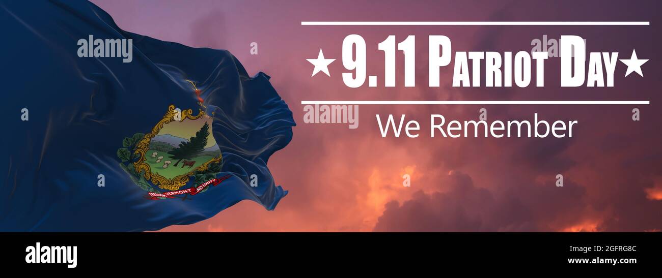 Wonding Vermont Settembre 11 Memorial Flag. Patriot Day. Giornata nazionale di preghiera e ricordo per le vittime degli attentati terroristici del 9.11.2001. Foto Stock