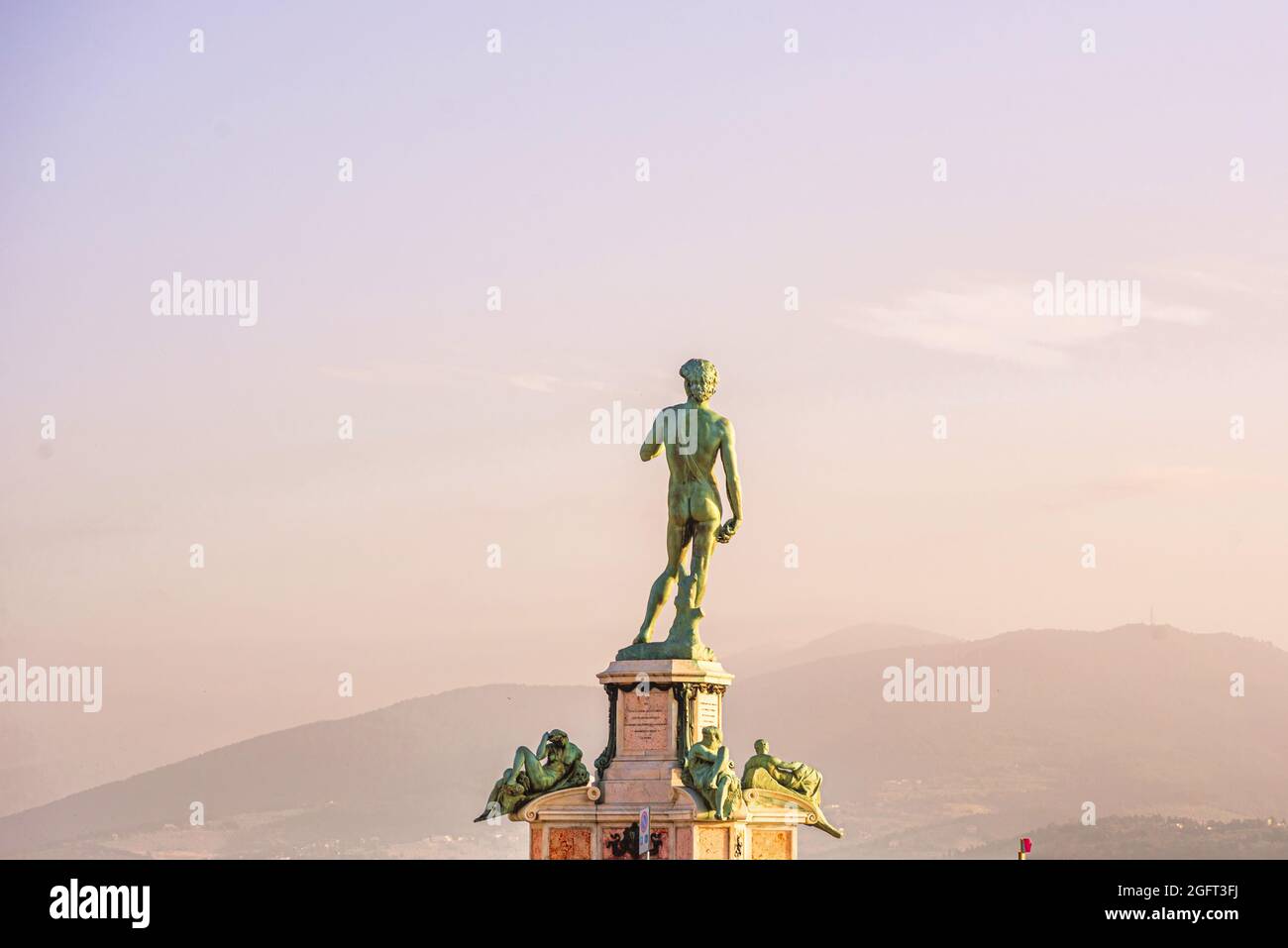 Retro della statua del David a Firenze, Toscana, Italia Foto Stock