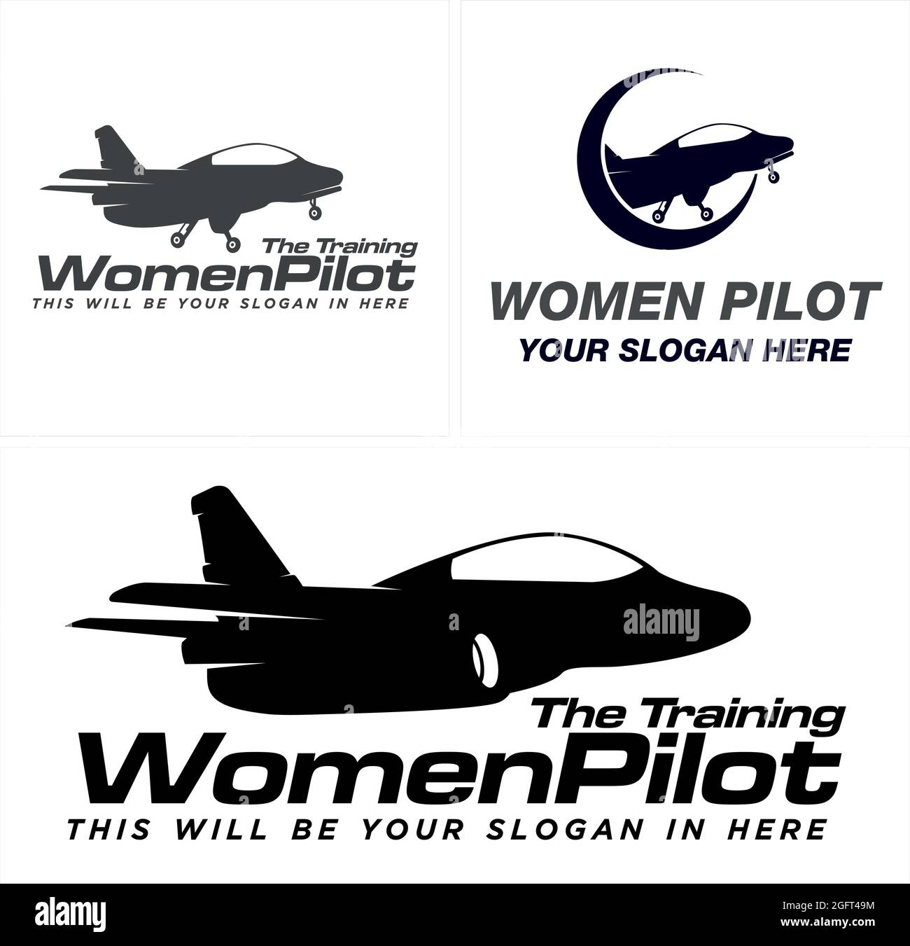 Design del logo di addestramento dei velivoli Jets Illustrazione Vettoriale