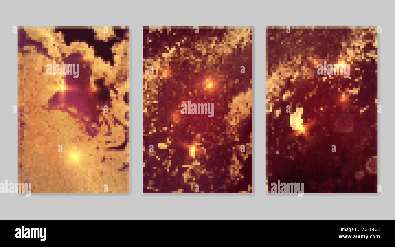 Set di sfondi in oro e marmo viola astratto Illustrazione Vettoriale